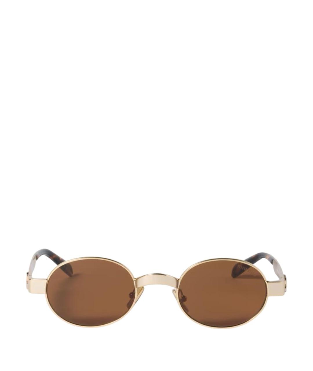 MIU MIU Золотые металлические солнцезащитные очки, фото 1