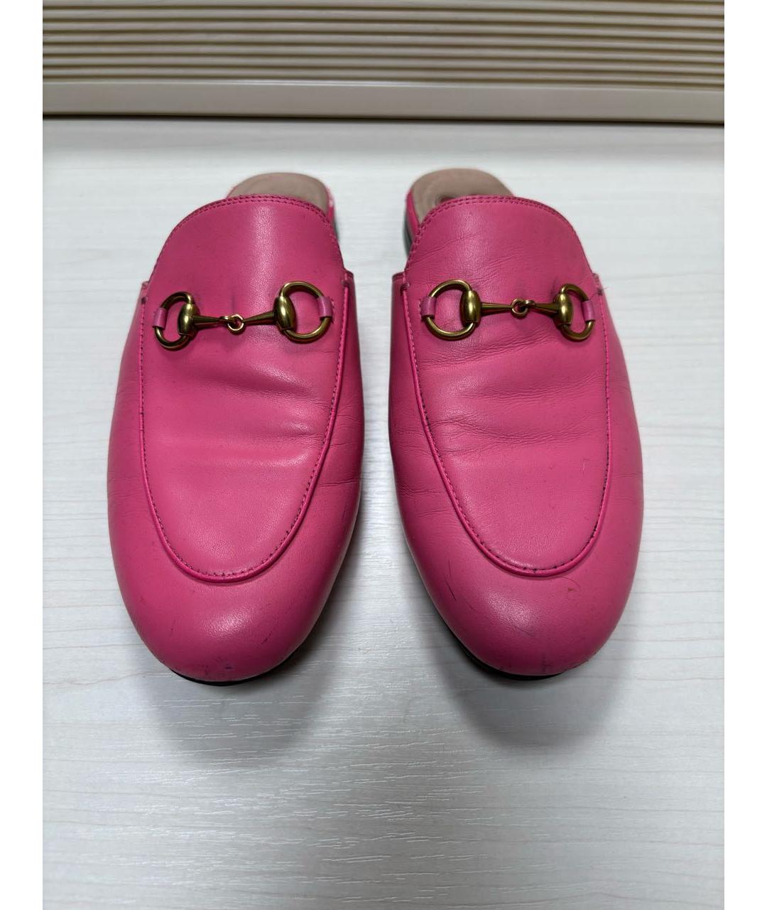 GUCCI Фуксия кожаные сабо, фото 3