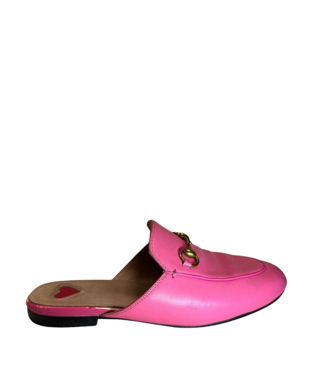 GUCCI Фуксия кожаные сабо, фото 1