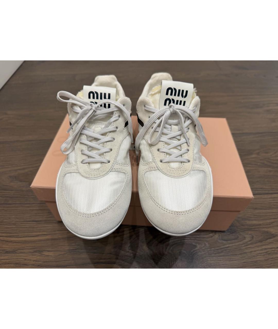 MIU MIU Белые текстильные кроссовки, фото 3