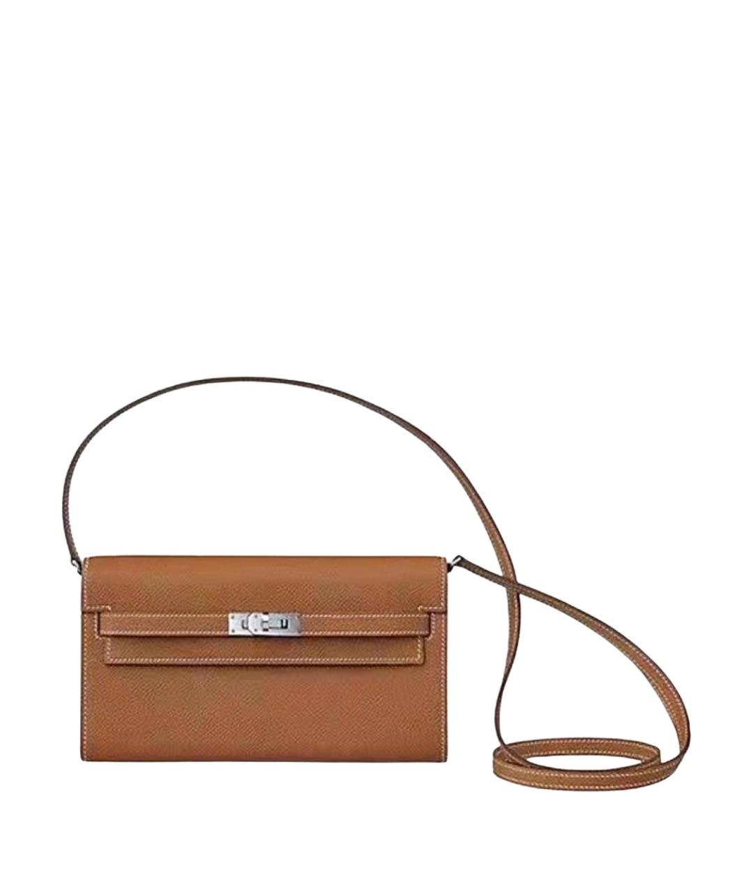 HERMES Коричневая кожаная сумка через плечо, фото 1