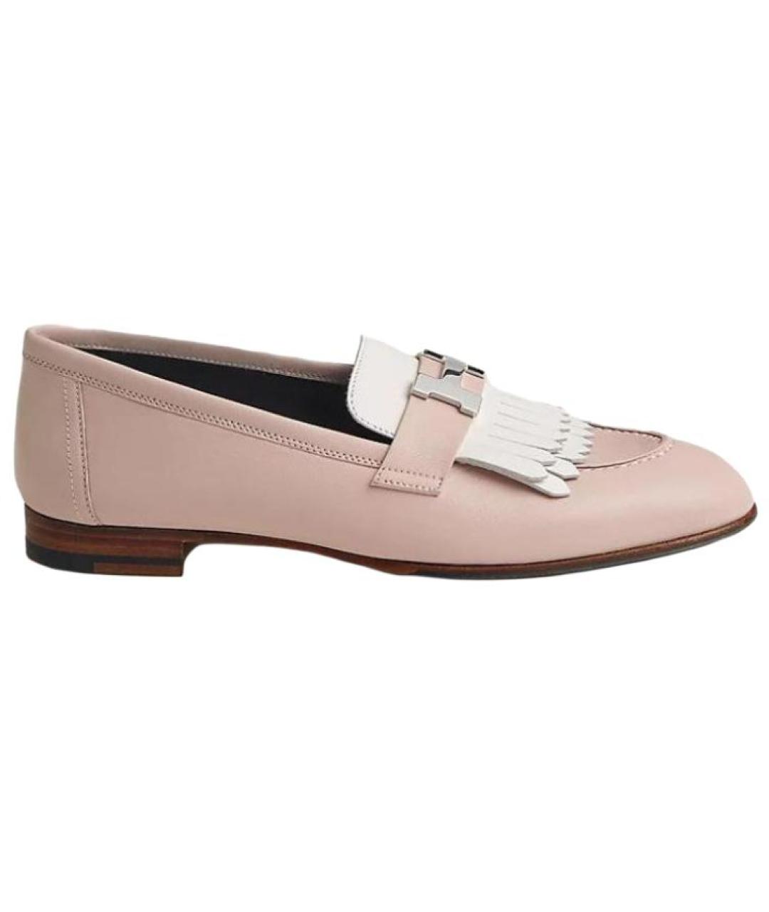 HERMES Розовые кожаные лоферы, фото 2
