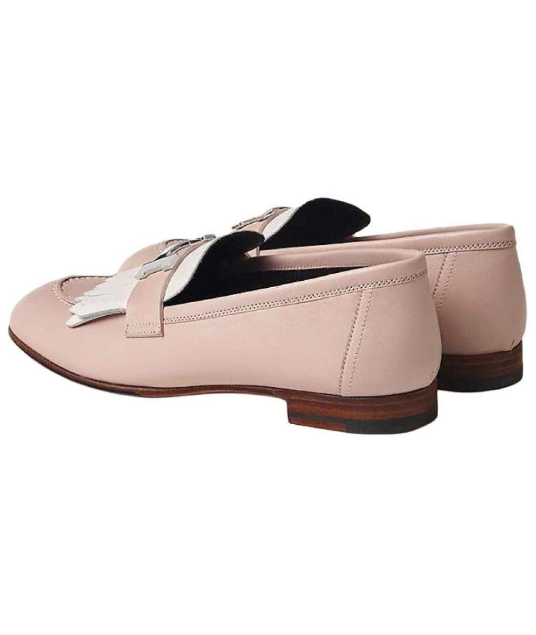 HERMES Розовые кожаные лоферы, фото 4