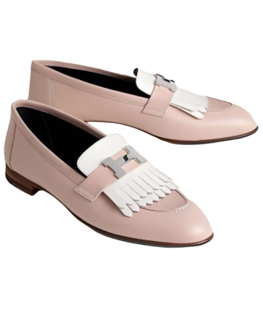HERMES Розовые кожаные лоферы, фото 3