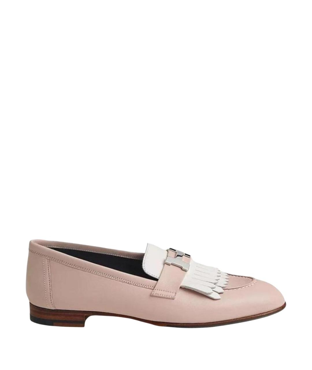 HERMES Розовые кожаные лоферы, фото 1