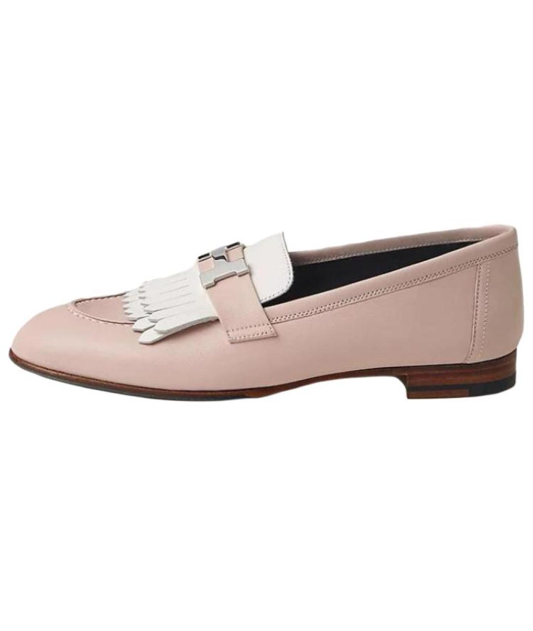 HERMES Розовые кожаные лоферы, фото 5