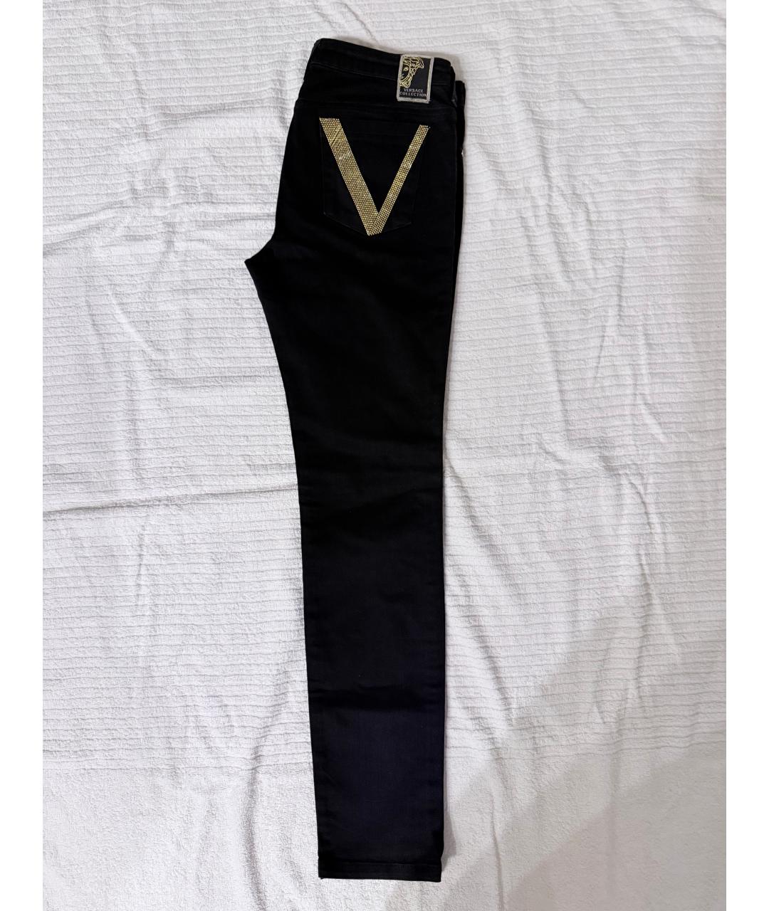 VERSACE COLLECTION Черные хлопковые джинсы слим, фото 9