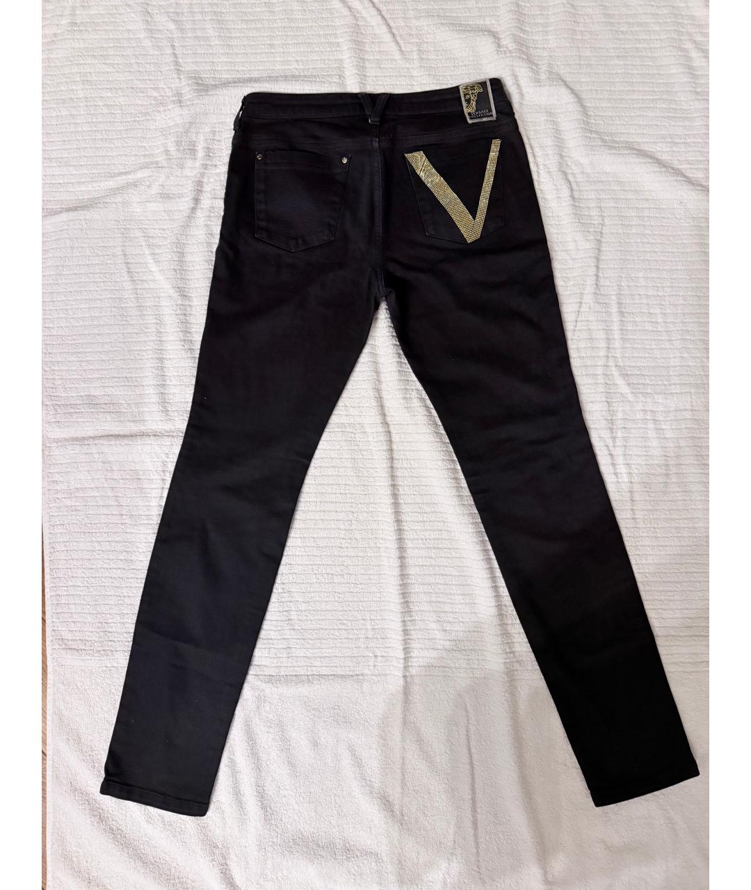 VERSACE COLLECTION Черные хлопковые джинсы слим, фото 2