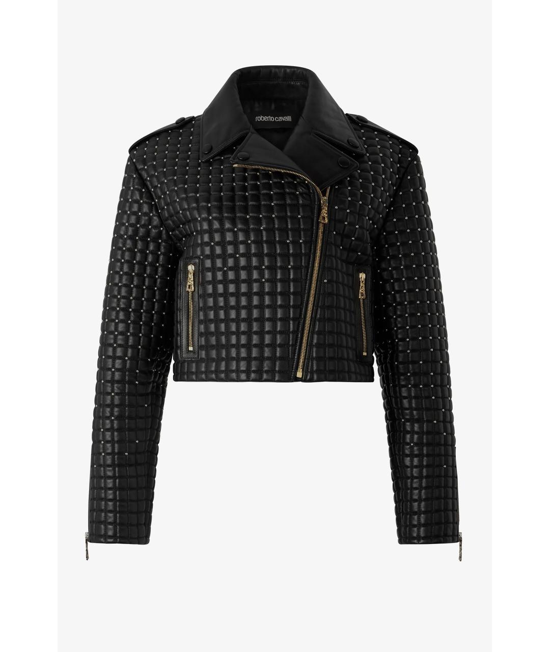 ROBERTO CAVALLI Черная кожаная куртка, фото 7