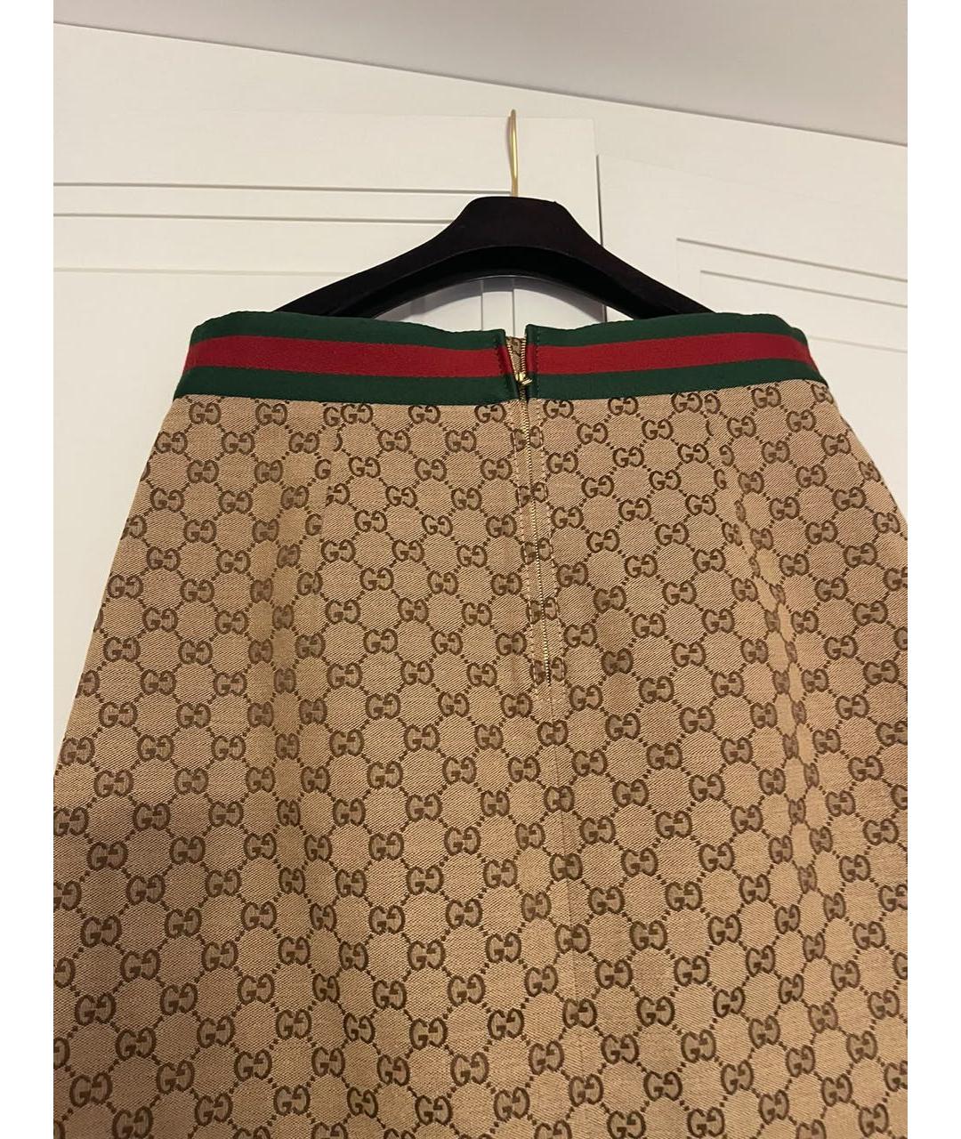 GUCCI Коричневая хлопковая юбка миди, фото 4