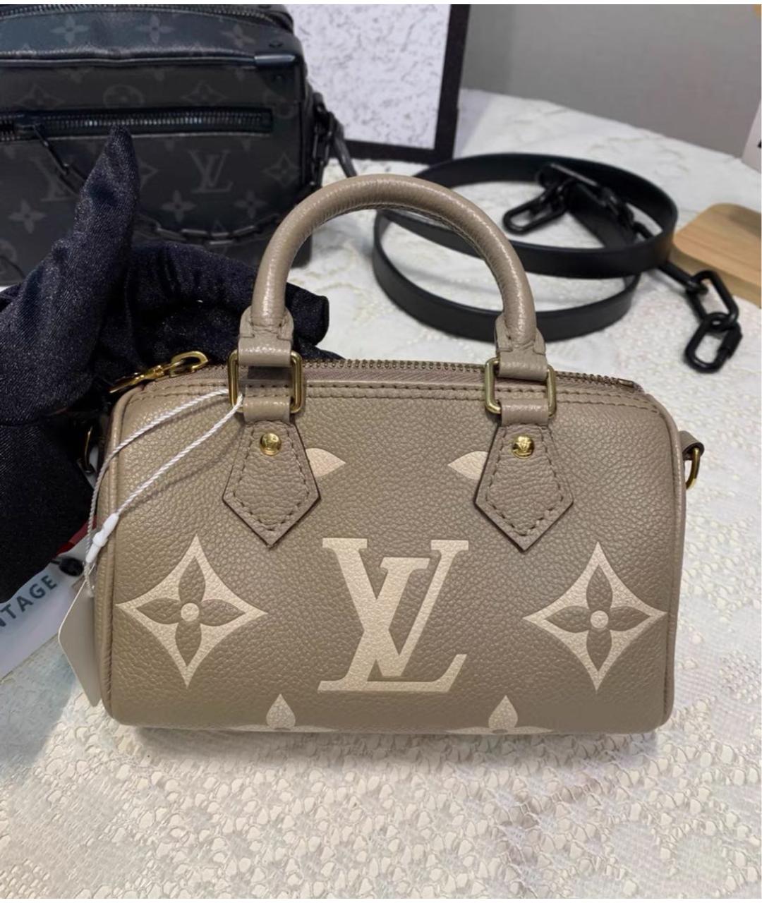 LOUIS VUITTON Бежевая кожаная сумка с короткими ручками, фото 8