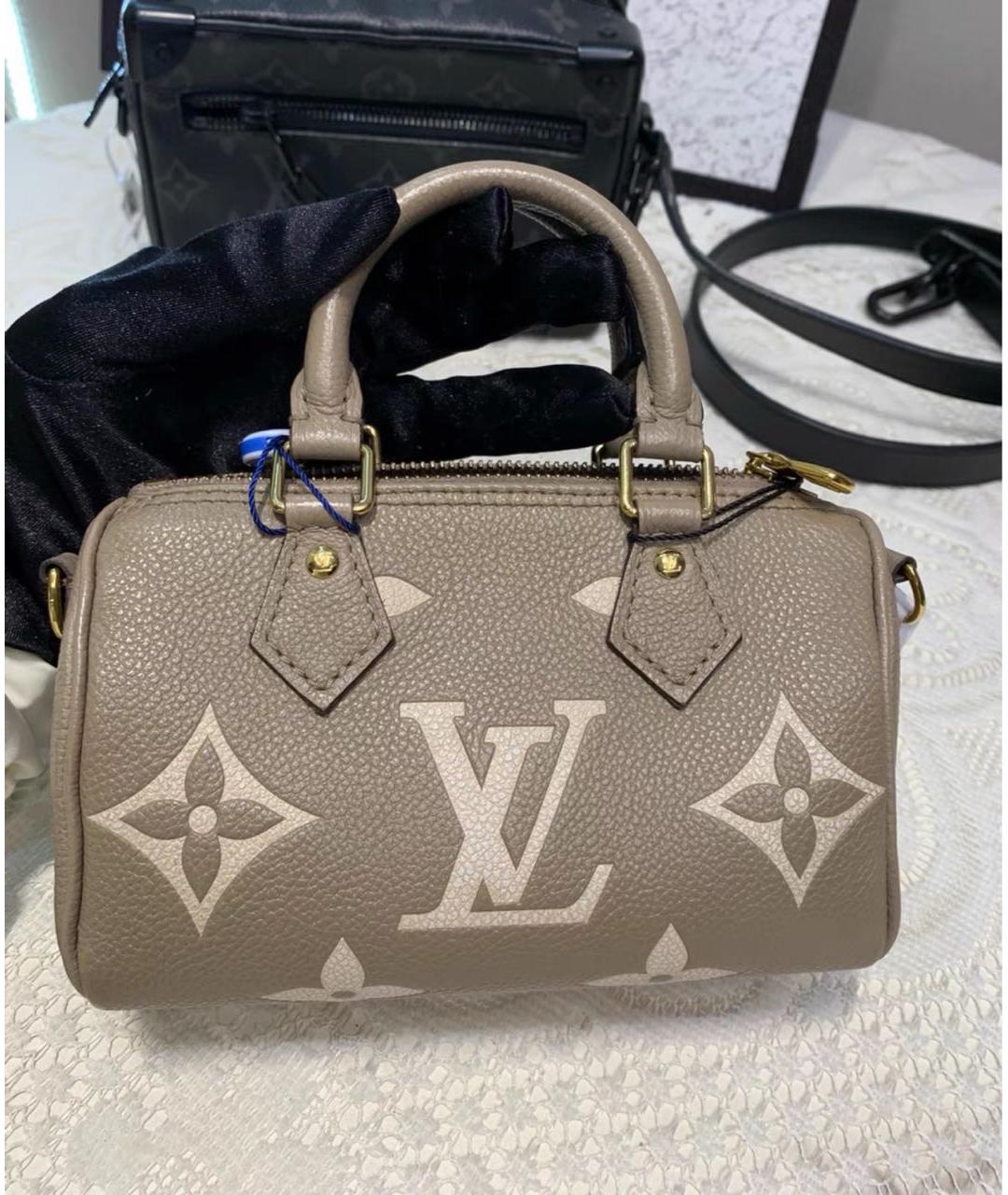 LOUIS VUITTON Бежевая кожаная сумка с короткими ручками, фото 3