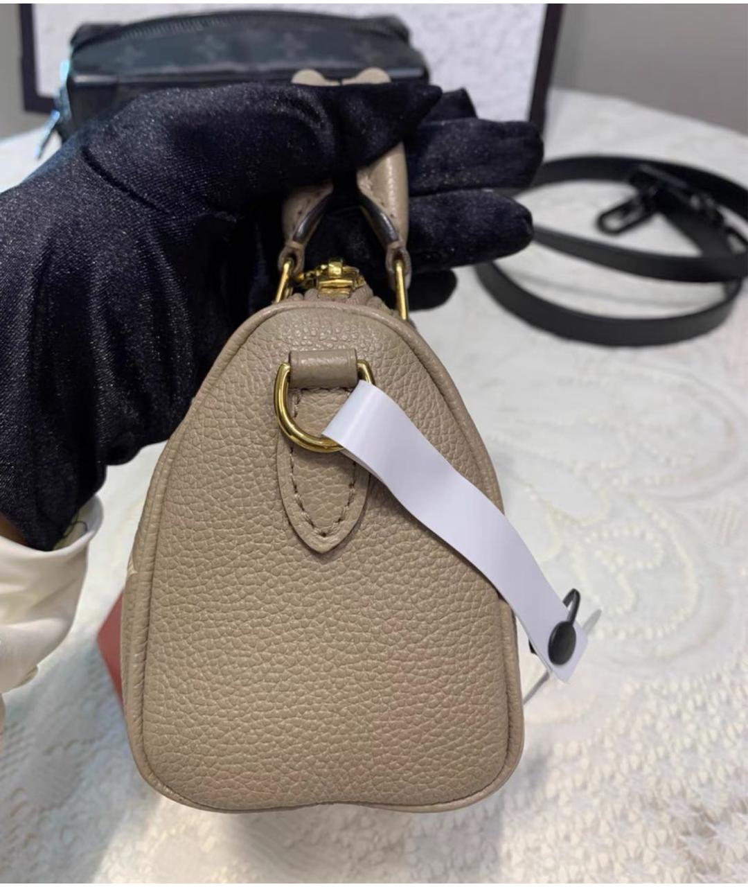 LOUIS VUITTON Бежевая кожаная сумка с короткими ручками, фото 4