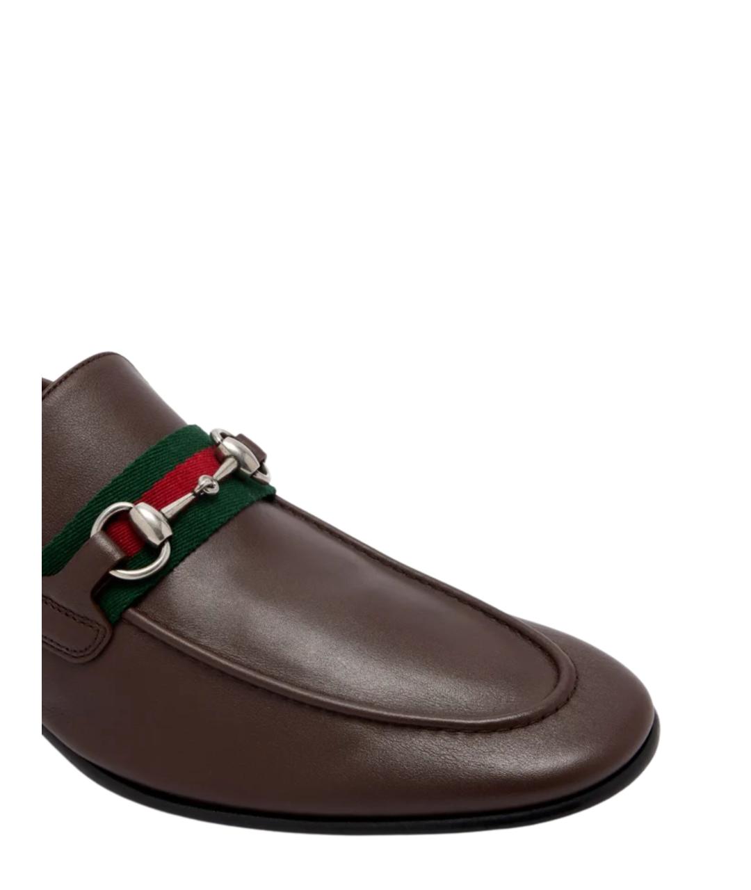 GUCCI Коричневые кожаные лоферы, фото 4