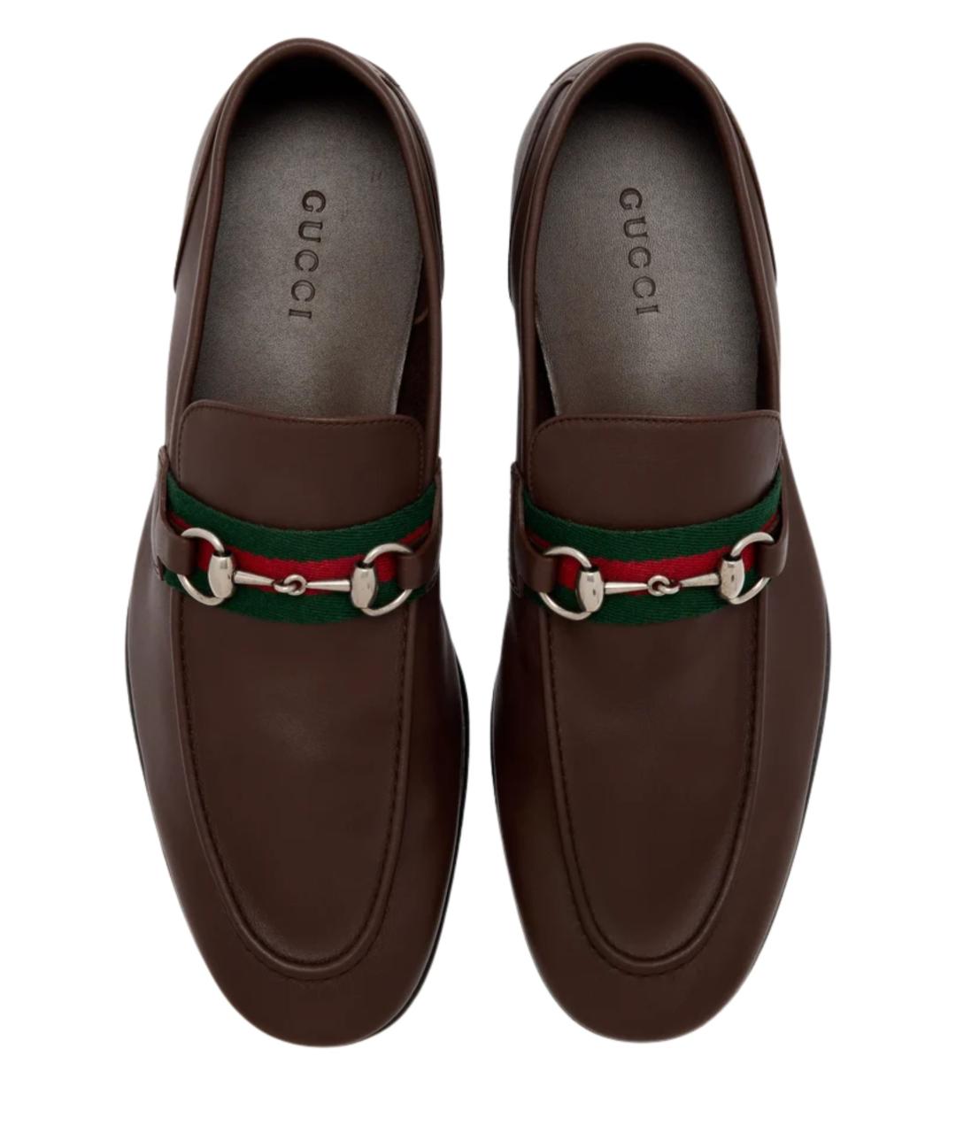 GUCCI Коричневые кожаные лоферы, фото 3