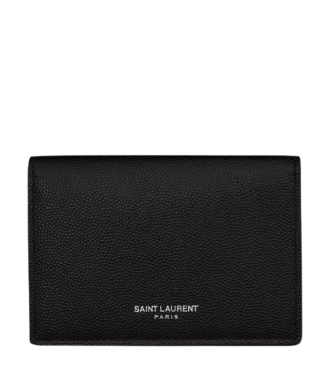 SAINT LAURENT Черный кожаный кошелек, фото 1