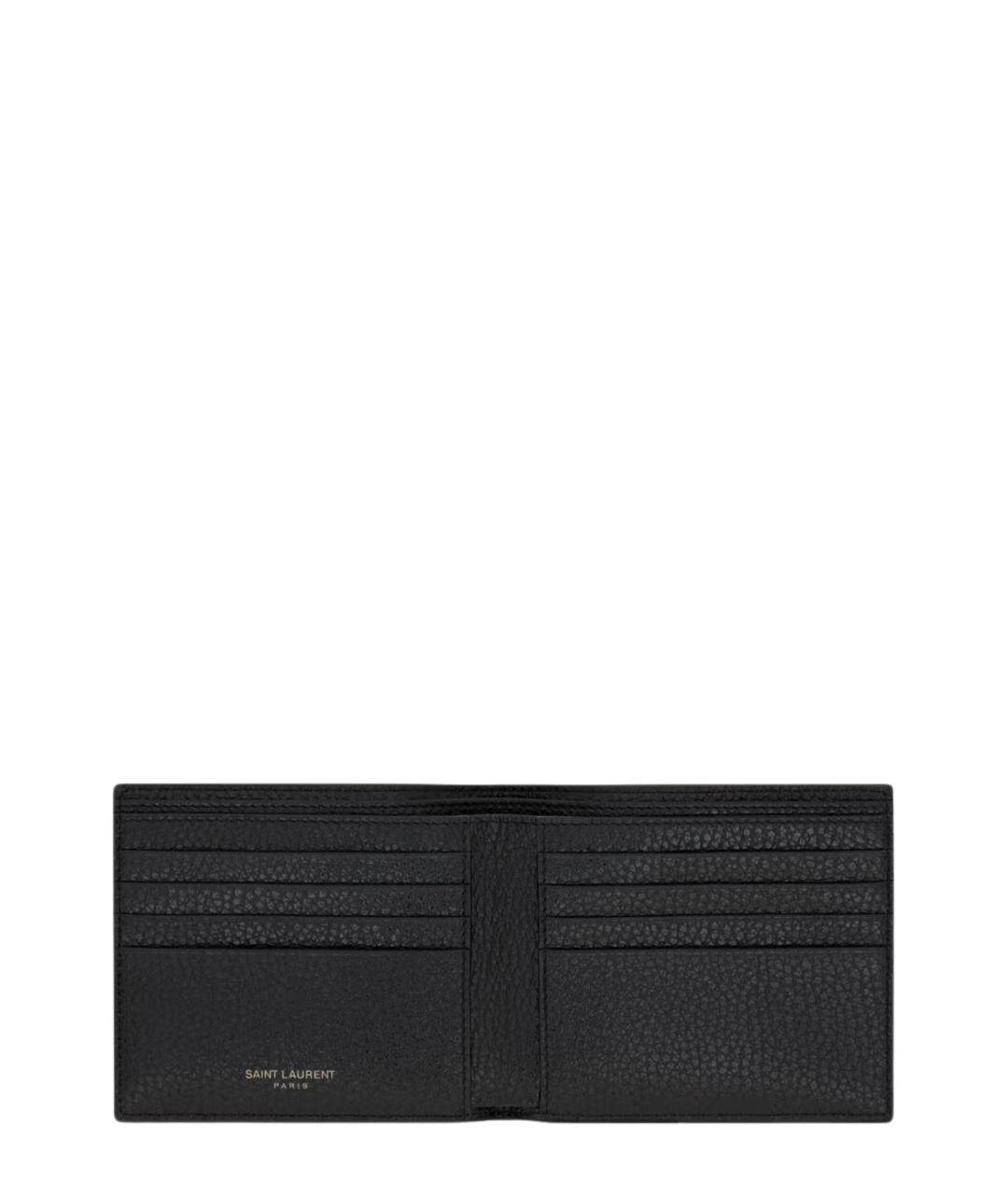 SAINT LAURENT Черный кожаный кошелек, фото 3