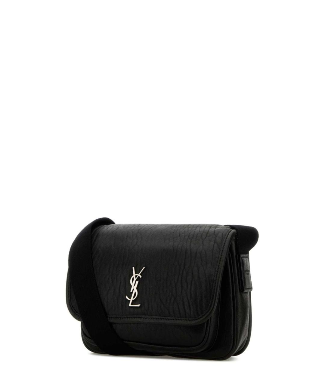 SAINT LAURENT Черная кожаная сумка на плечо, фото 2