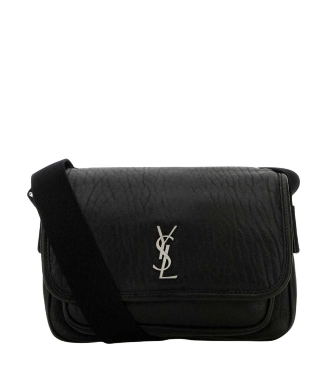 SAINT LAURENT Черная кожаная сумка на плечо, фото 1
