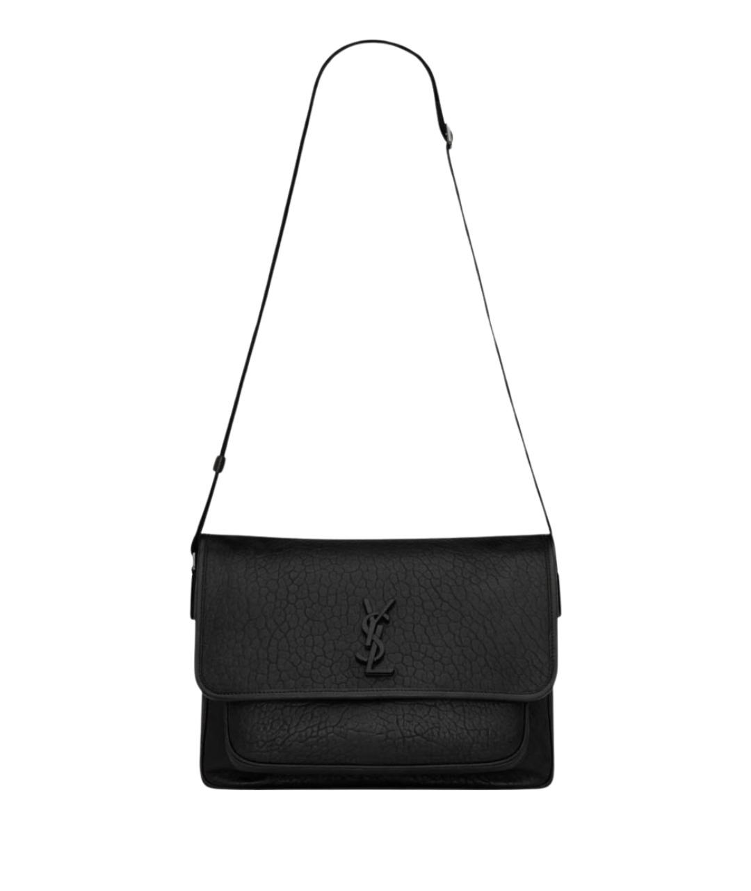 SAINT LAURENT Черная кожаная сумка на плечо, фото 1