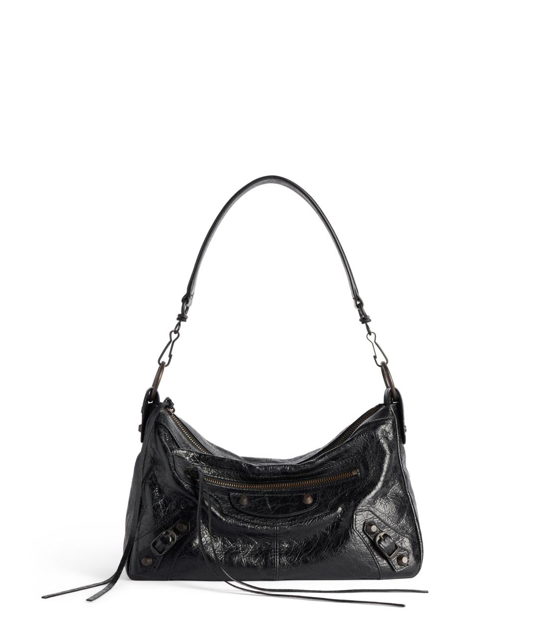 BALENCIAGA Черная кожаная сумка на плечо, фото 4