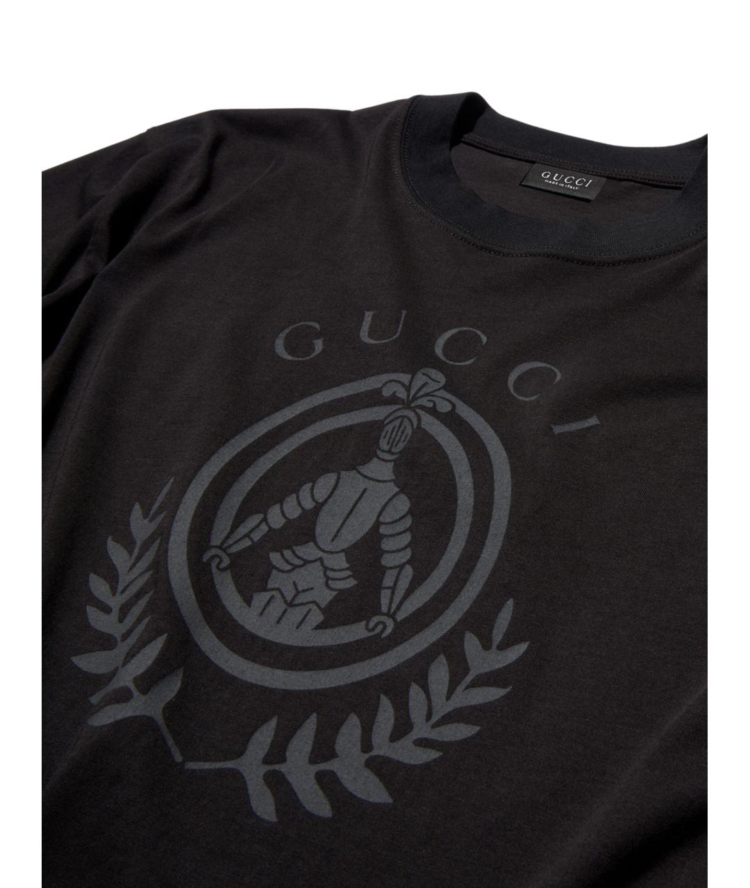 GUCCI Черная хлопковая футболка, фото 4