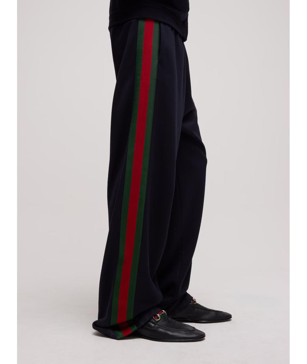 GUCCI Синие шелковые повседневные брюки, фото 4