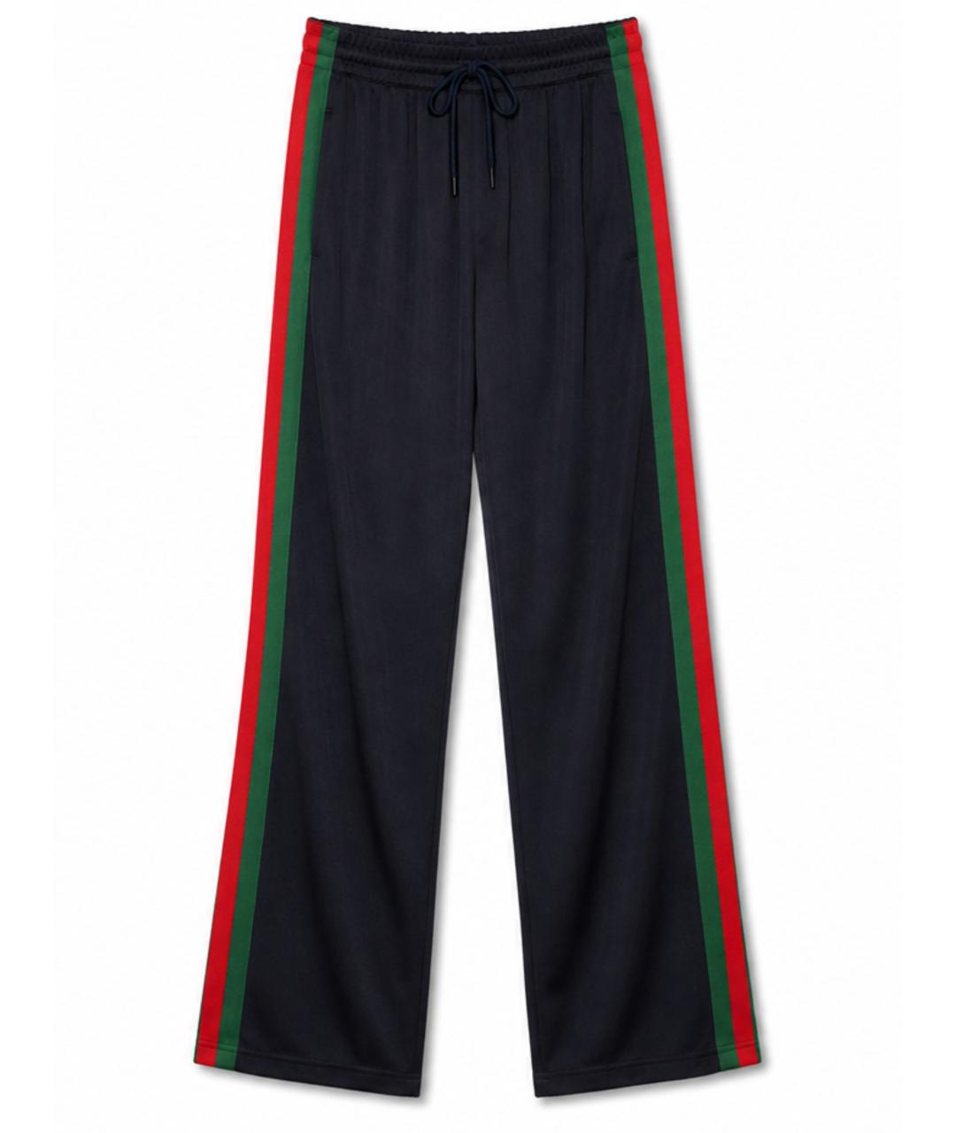 GUCCI Синие шелковые повседневные брюки, фото 1