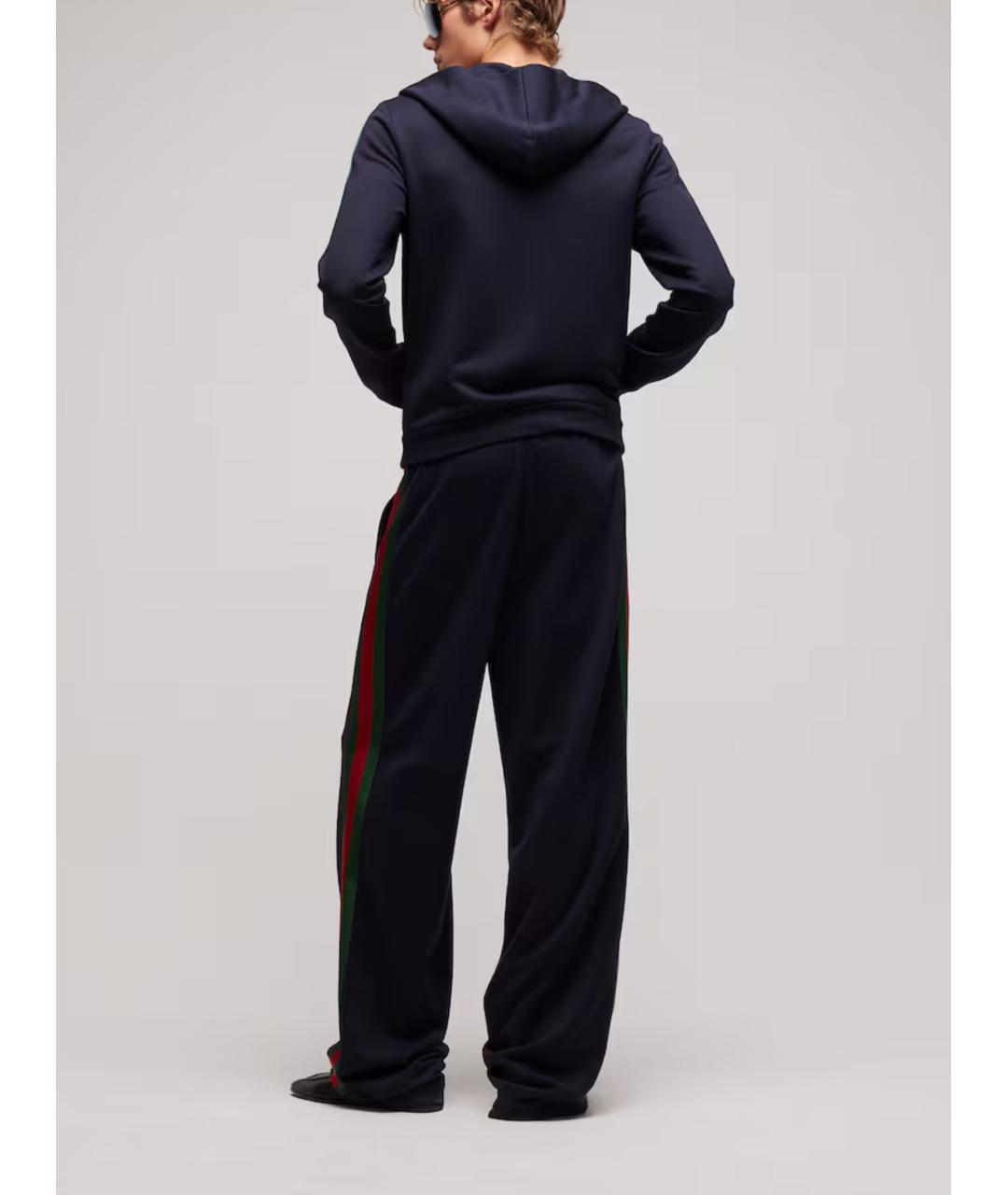 GUCCI Синие шелковые повседневные брюки, фото 3