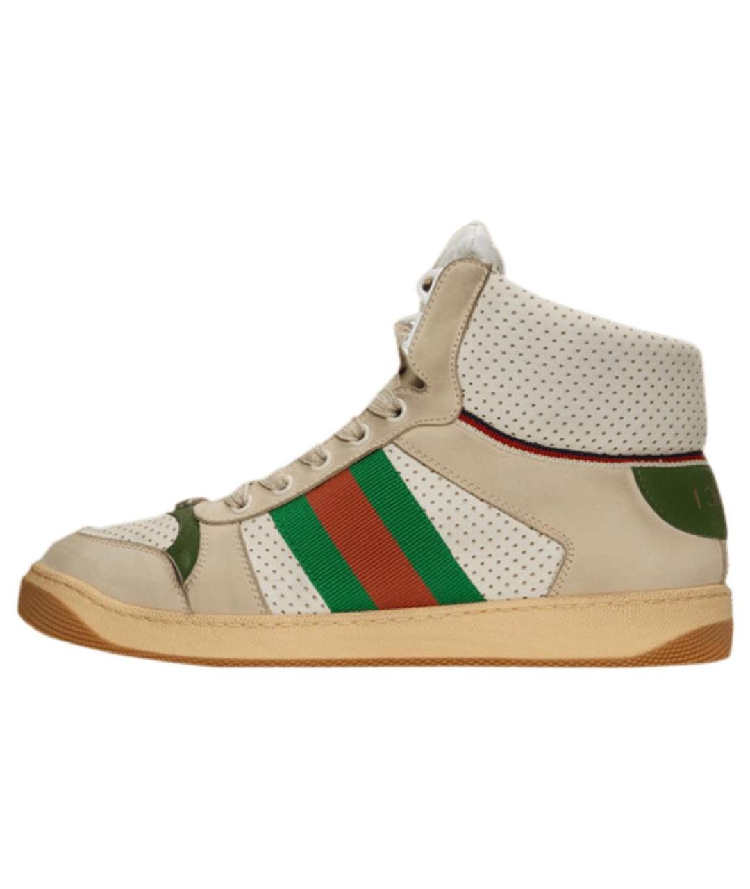 GUCCI Белые кожаные низкие кроссовки / кеды, фото 6