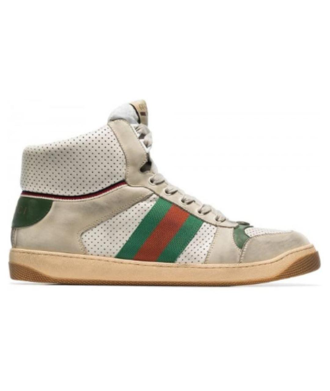 GUCCI Белые кожаные низкие кроссовки / кеды, фото 2