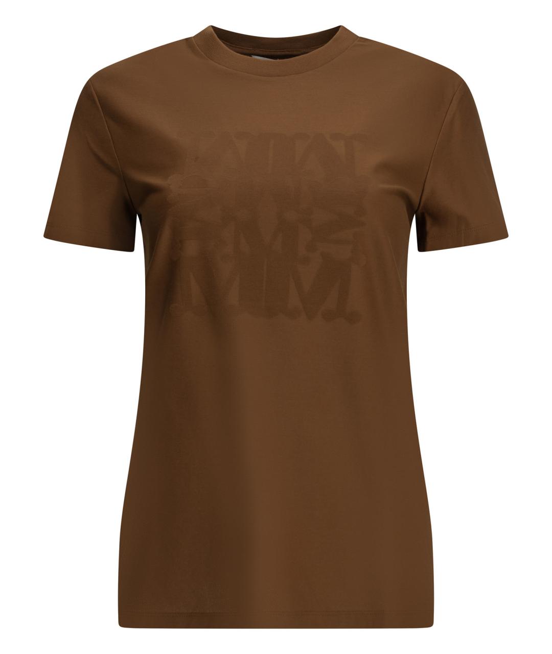 MAX MARA Коричневая хлопковая футболка, фото 1