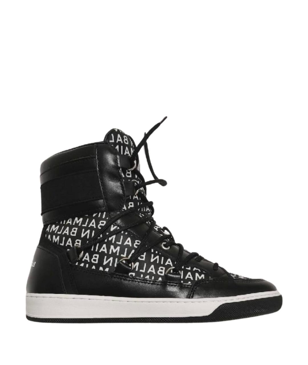BALMAIN Черные кожаные кеды, фото 1