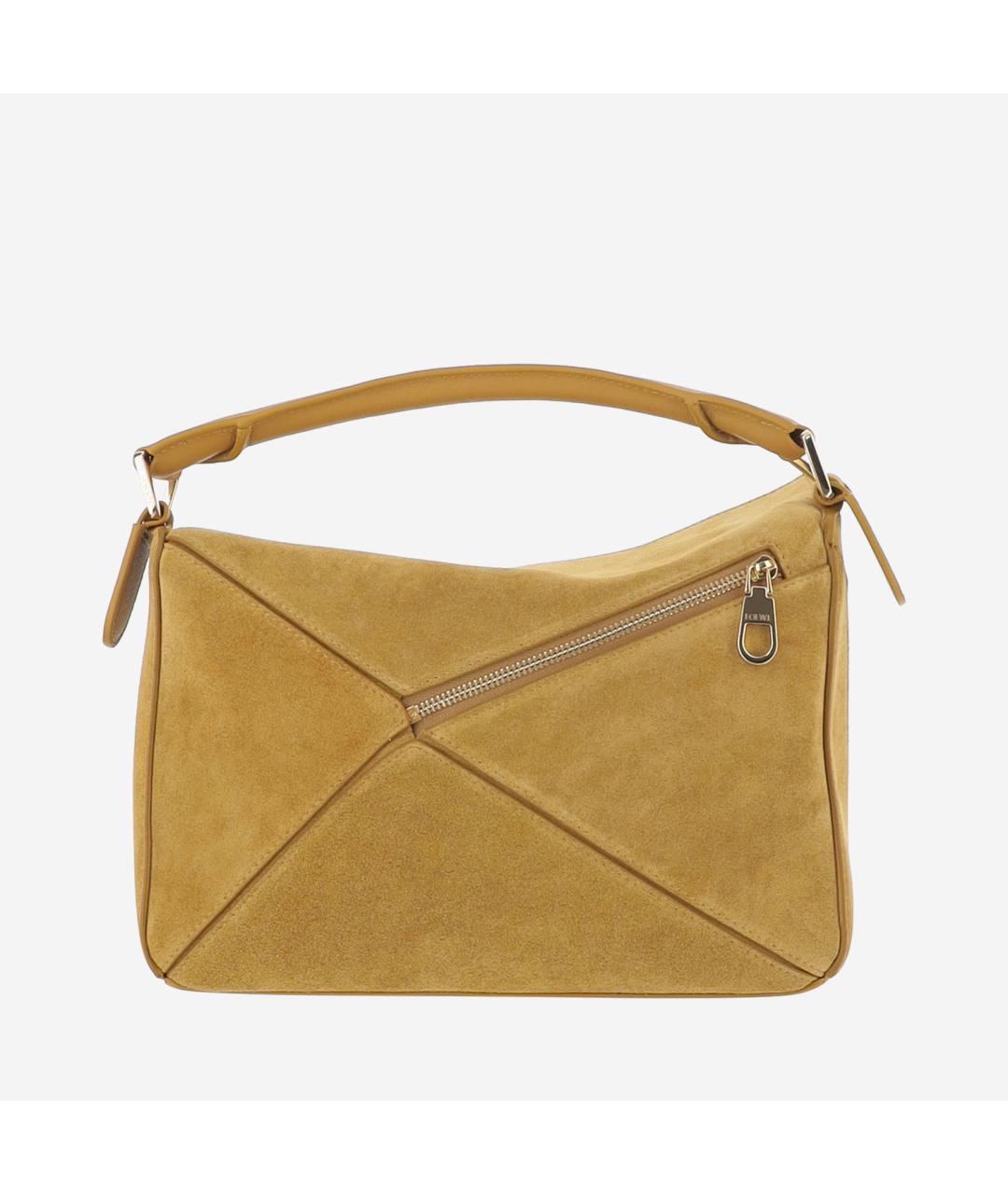 LOEWE Горчичная замшевая сумка через плечо, фото 3