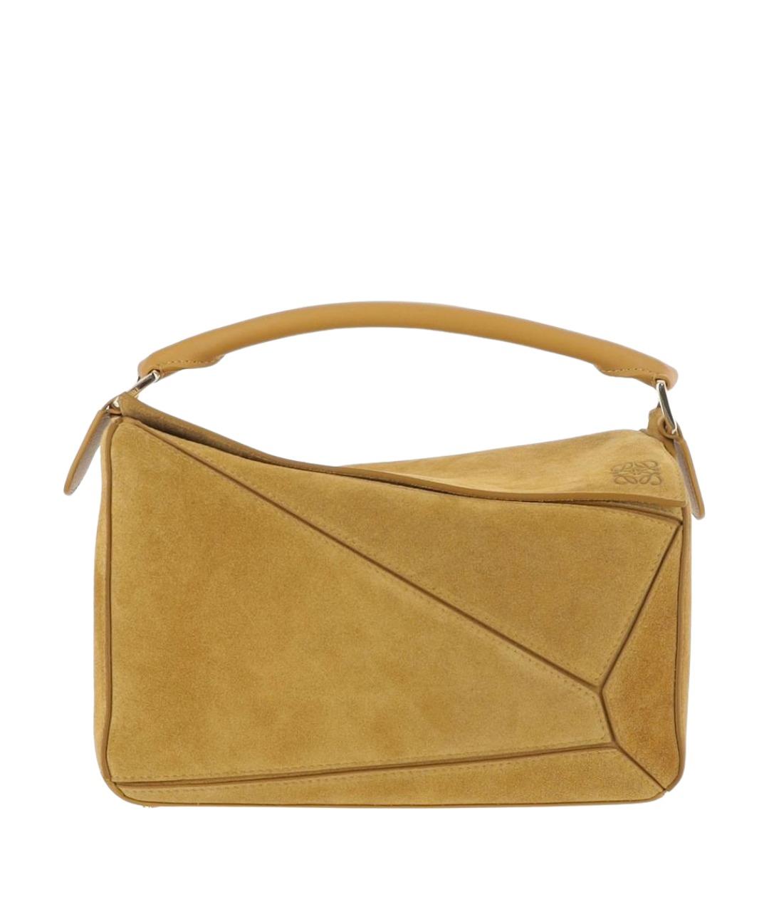 LOEWE Горчичная замшевая сумка через плечо, фото 1