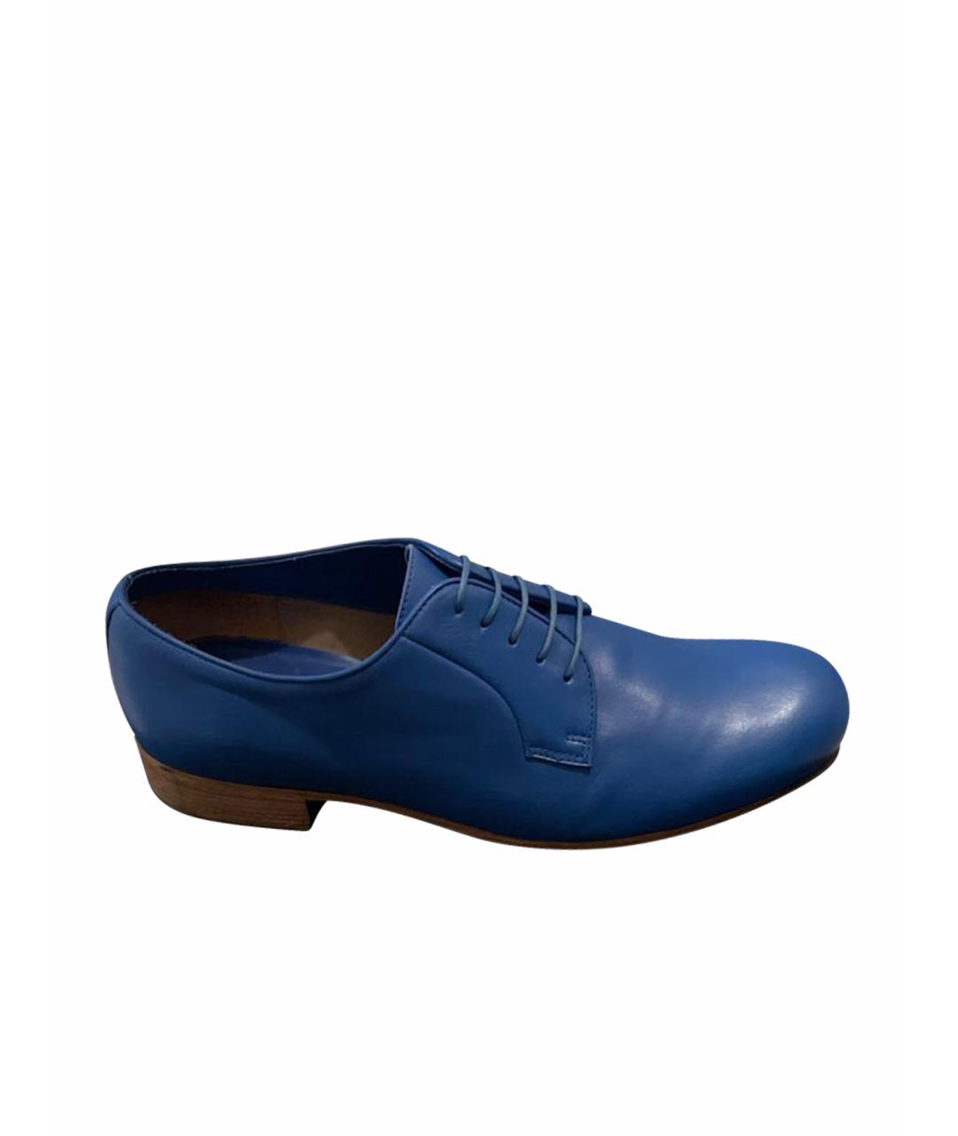JIL SANDER Синие кожаные низкие ботинки, фото 1