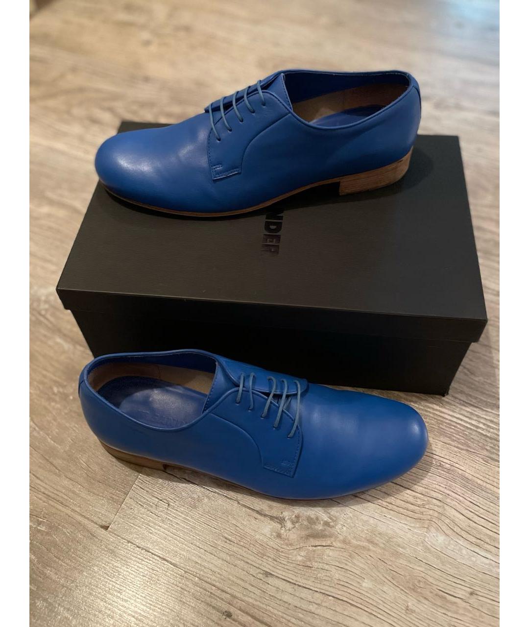 JIL SANDER Синие кожаные низкие ботинки, фото 3