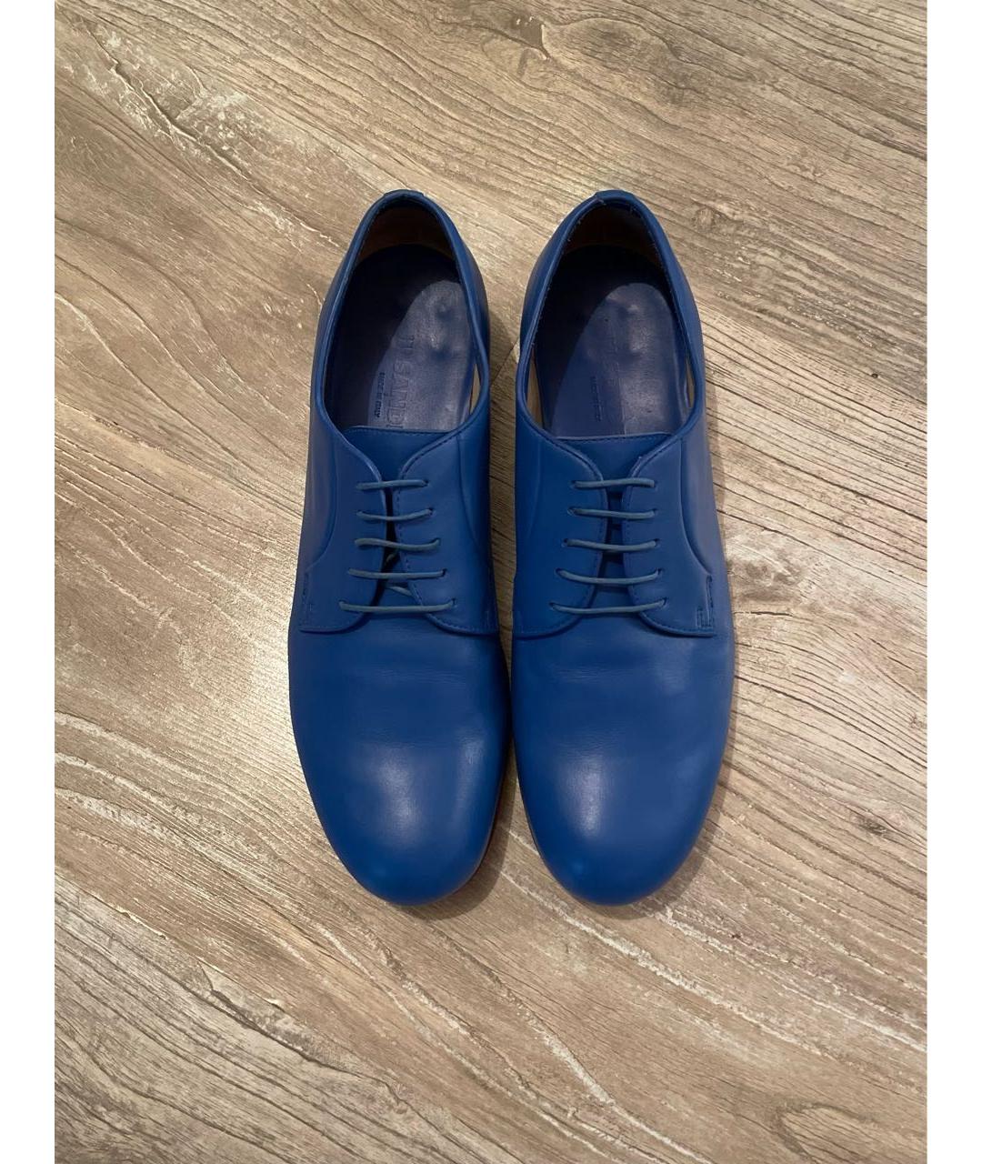 JIL SANDER Синие кожаные низкие ботинки, фото 2