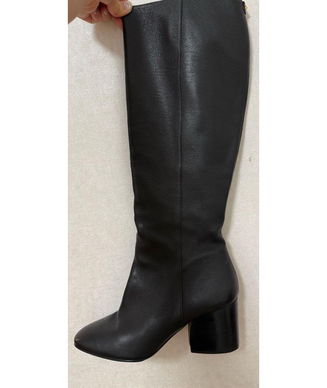 FERRAGAMO Черные кожаные сапоги, фото 7