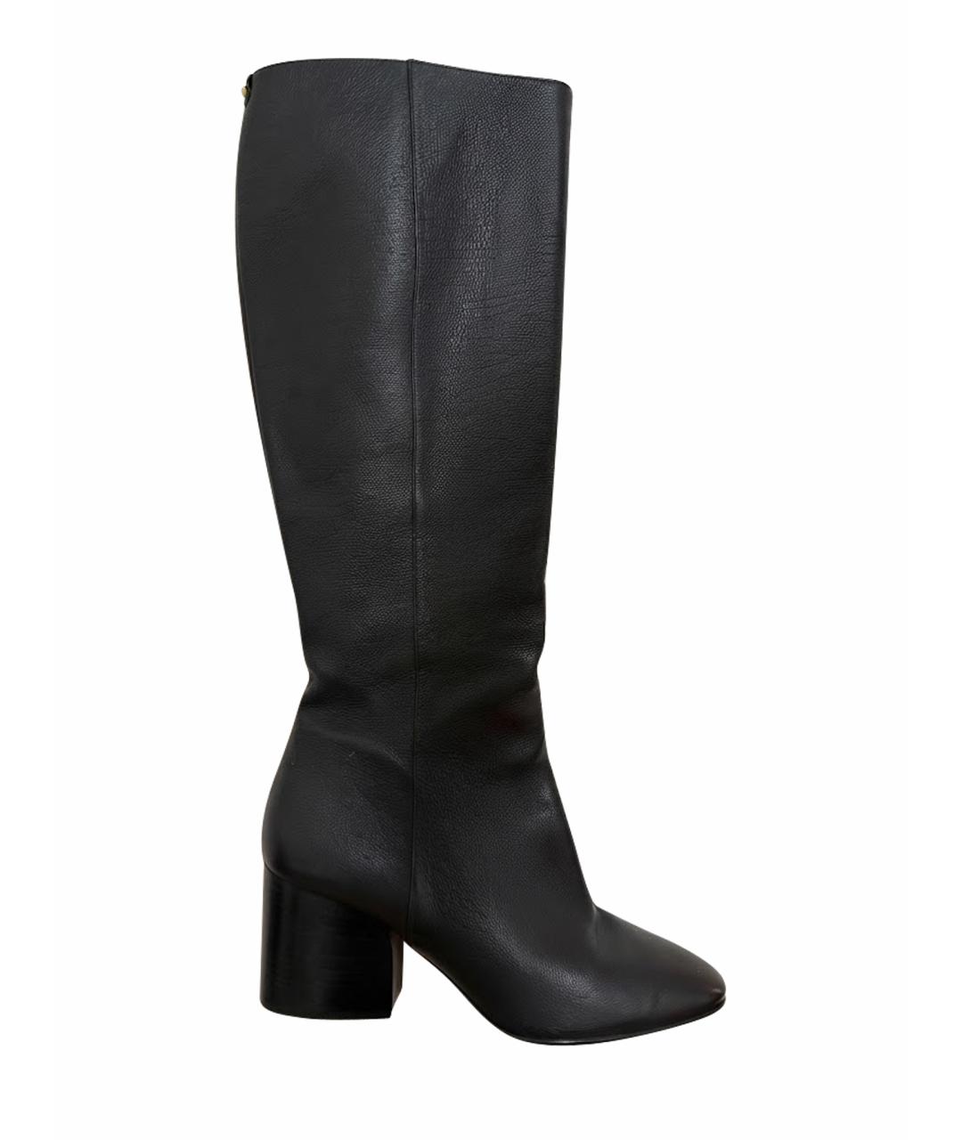 FERRAGAMO Черные кожаные сапоги, фото 1