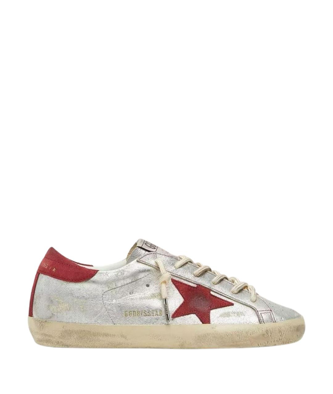 GOLDEN GOOSE Серебряные кожаные кеды, фото 1
