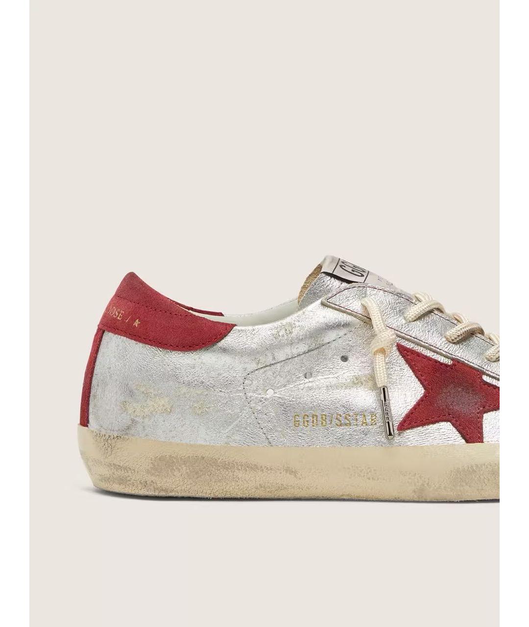 GOLDEN GOOSE Серебряные кожаные кеды, фото 4