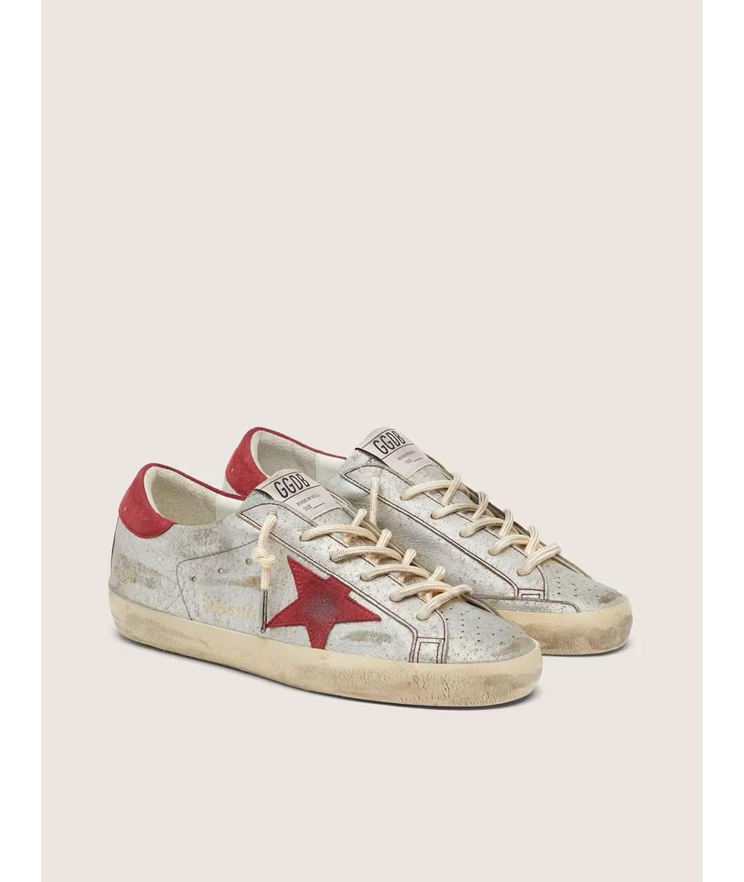GOLDEN GOOSE Серебряные кожаные кеды, фото 2
