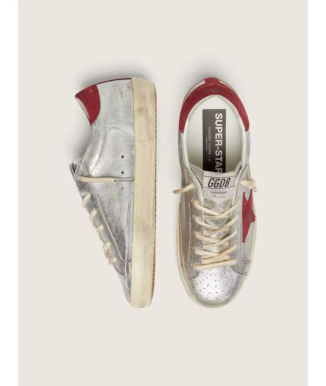 GOLDEN GOOSE Серебряные кожаные кеды, фото 3