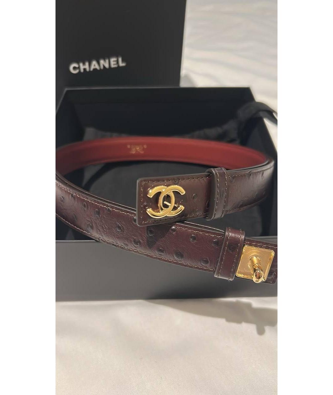 CHANEL Бордовый кожаный ремень, фото 2