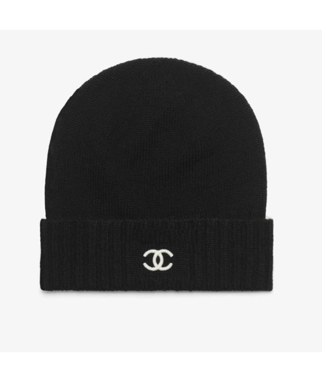 CHANEL Черная шерстяная шапка, фото 3