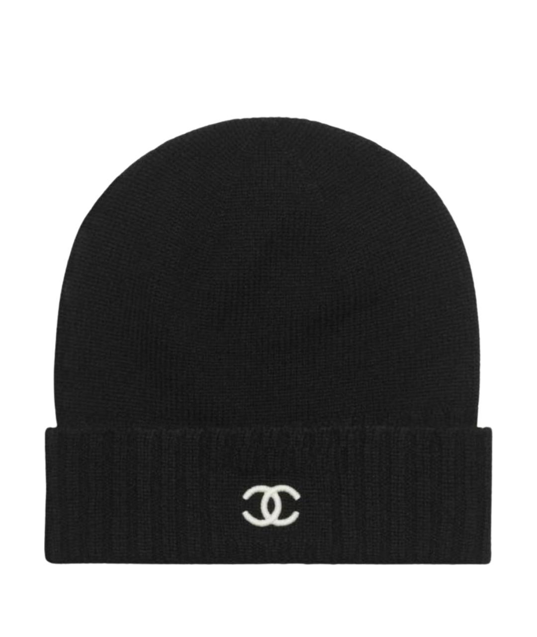 CHANEL Черная шерстяная шапка, фото 1