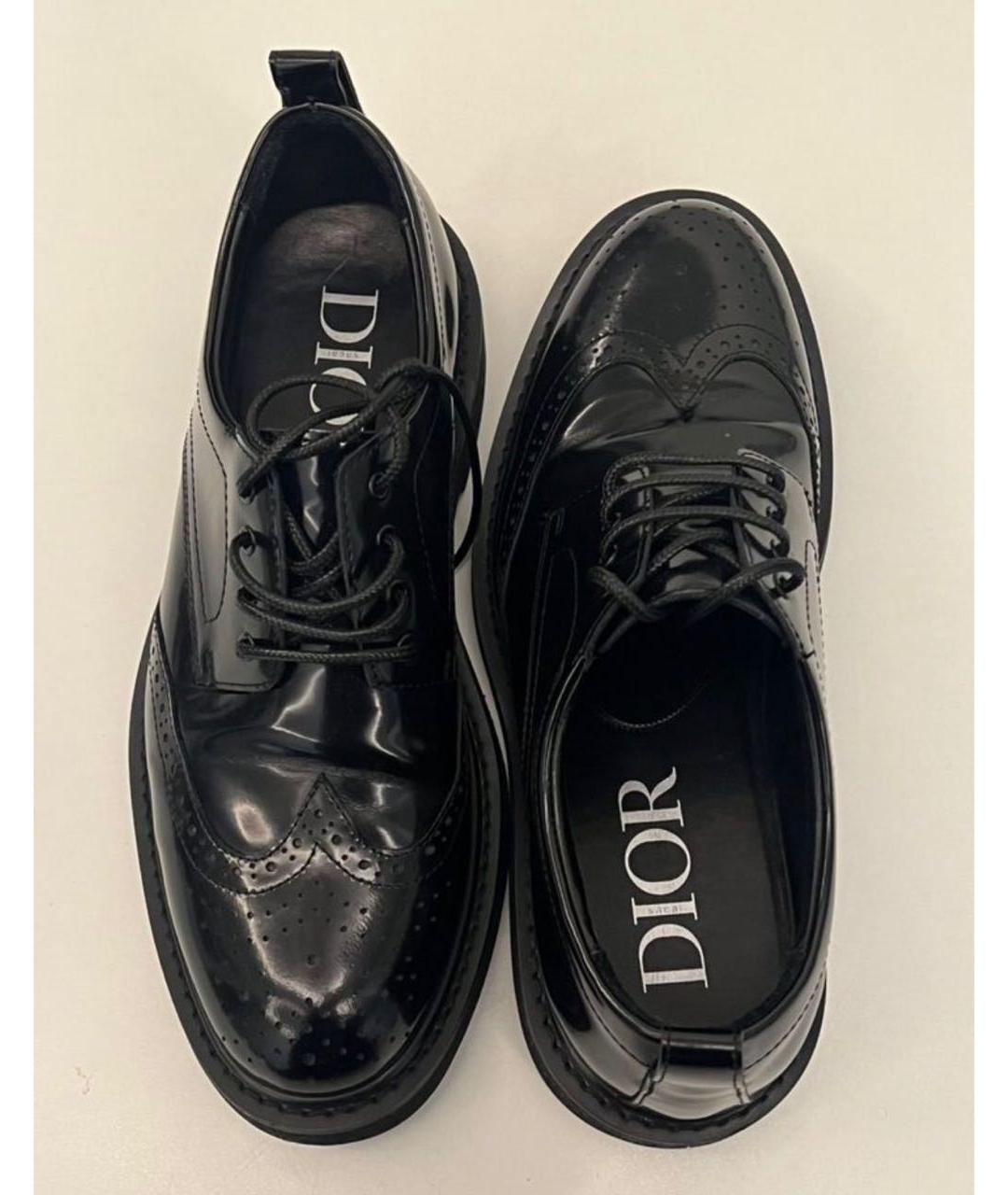 CHRISTIAN DIOR Черные низкие ботинки из лакированной кожи, фото 4