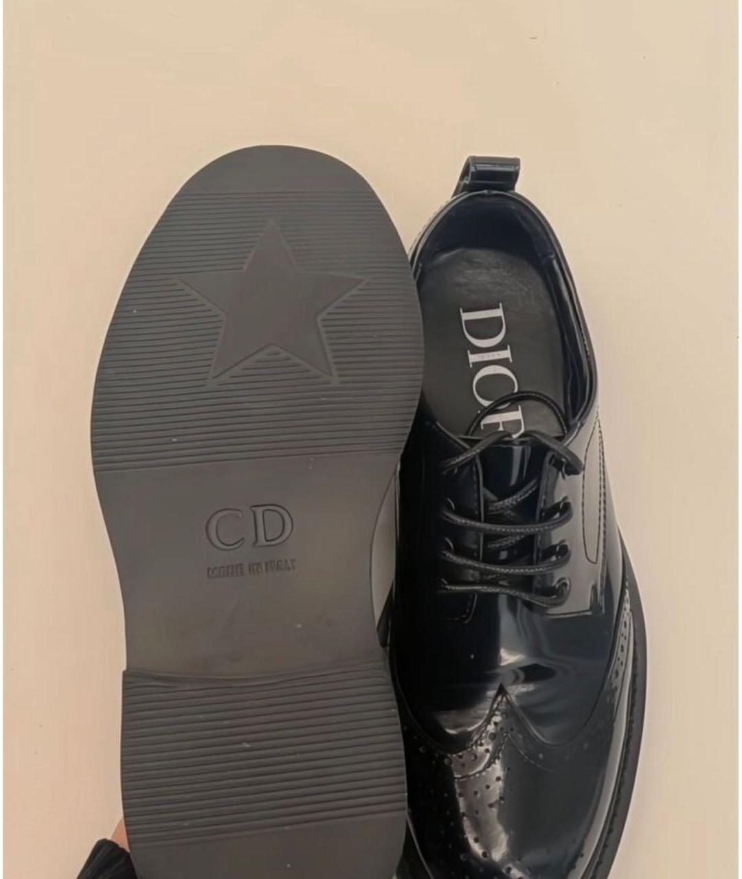 CHRISTIAN DIOR Черные низкие ботинки из лакированной кожи, фото 3