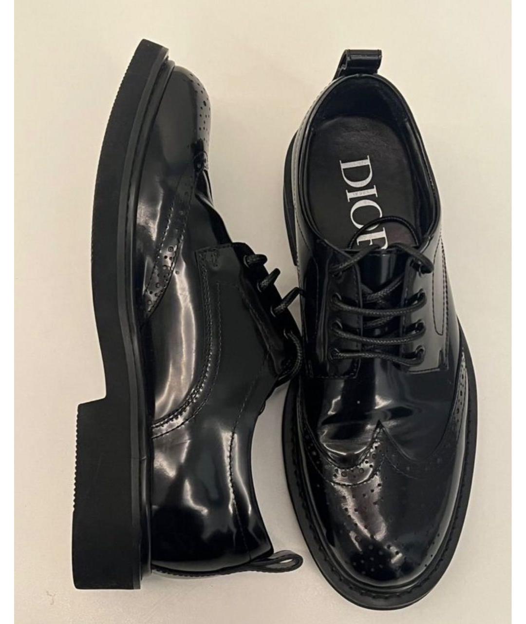 CHRISTIAN DIOR Черные низкие ботинки из лакированной кожи, фото 5